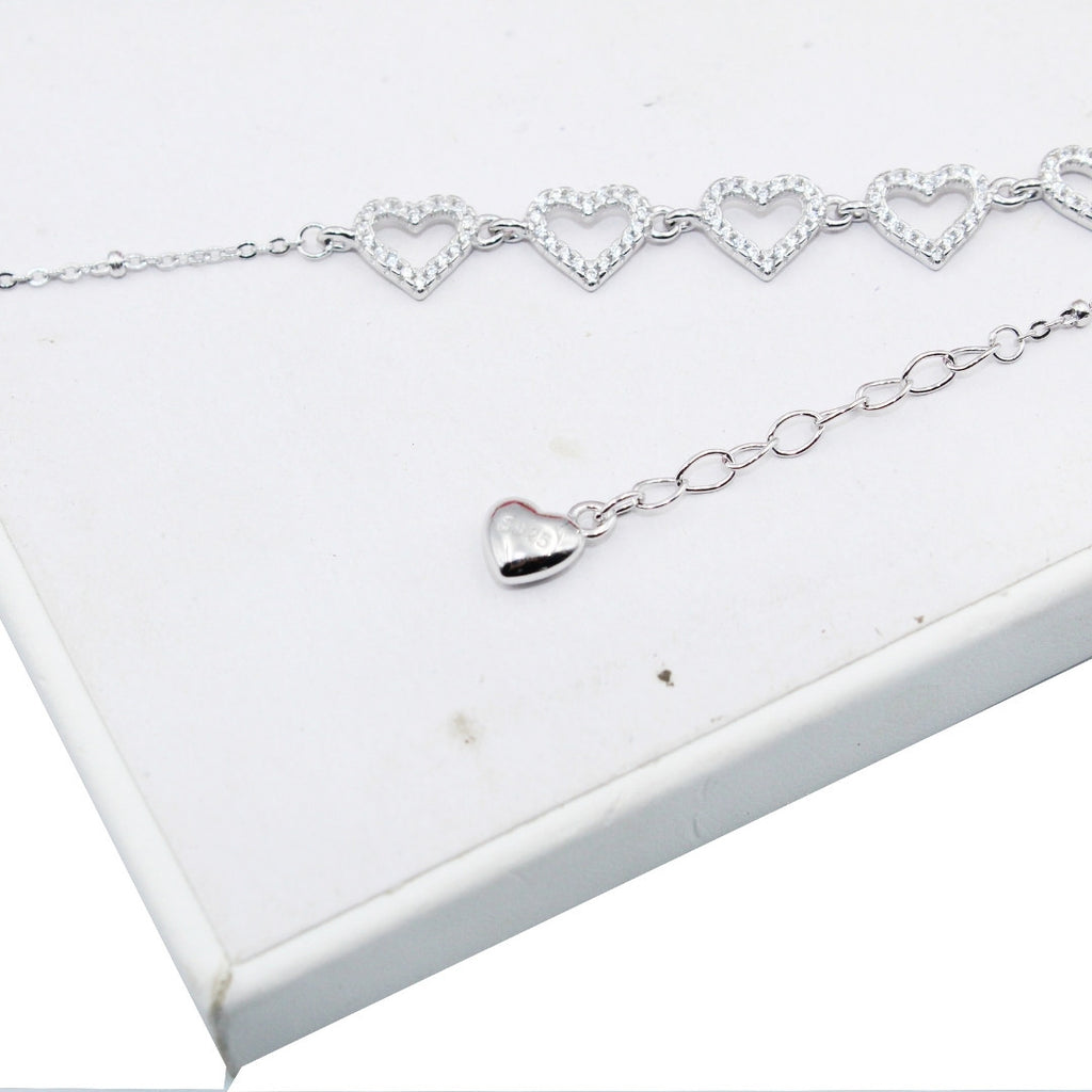 Dainty 925 Sterling Silver Open Heart Bracelet: Minimalist Valentine's Gift