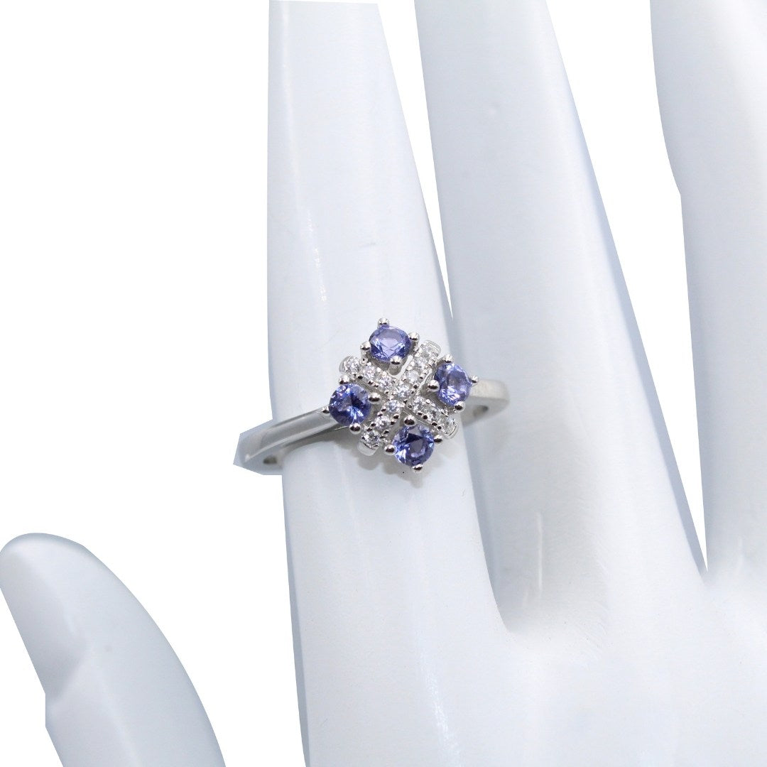 Amethyst Flower Ring: 925 Sterling Silver, Dainty Statement Jewelry ( Size : US-7)