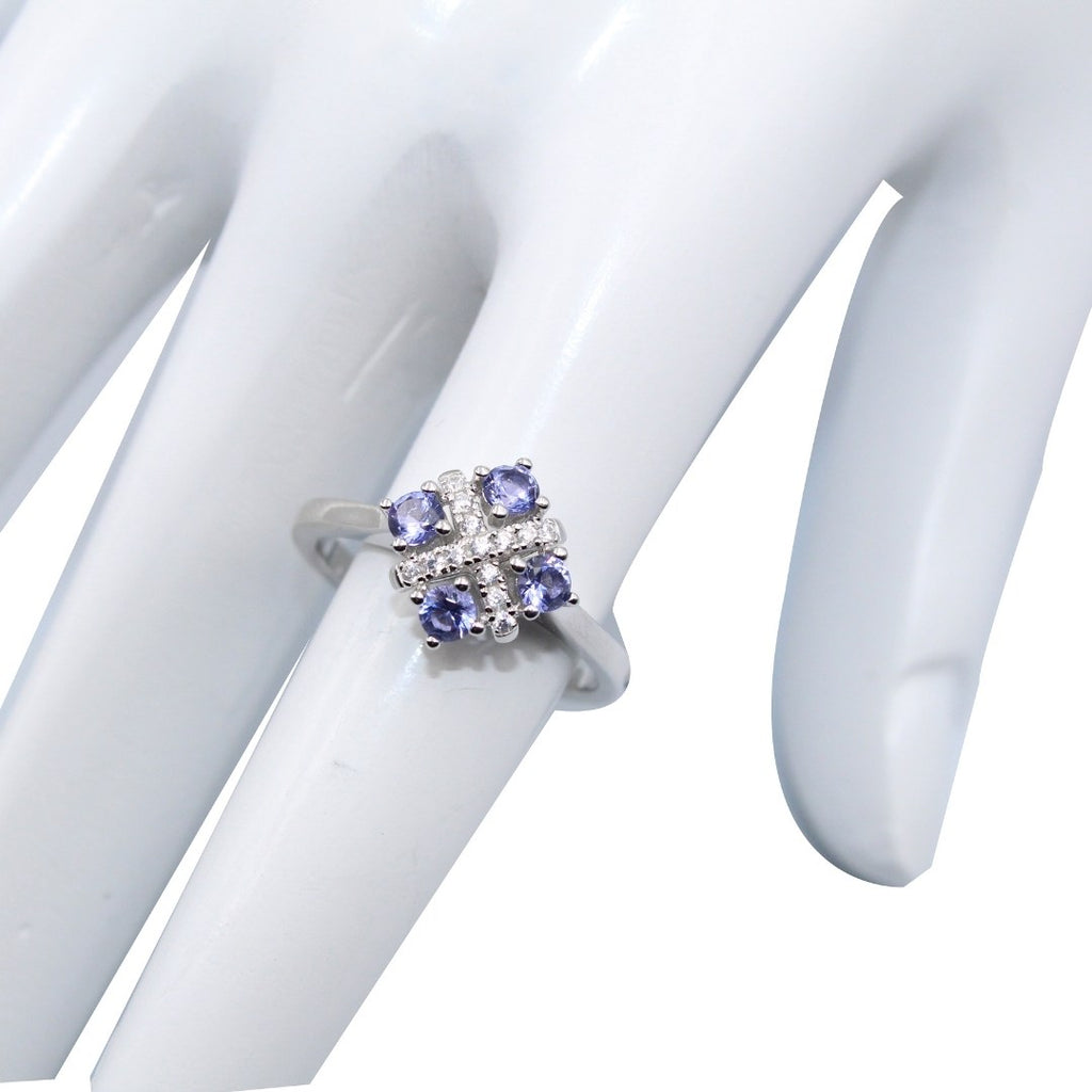 Amethyst Flower Ring: 925 Sterling Silver, Dainty Statement Jewelry ( Size : US-7)