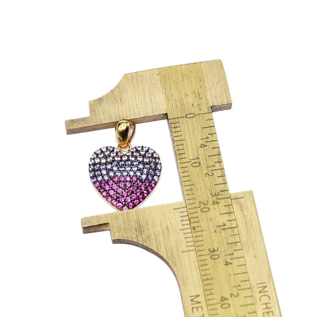 Pink Sapphire Heart Pendant: Amethyst Accent, 925 Sterling Silver Gold Plated