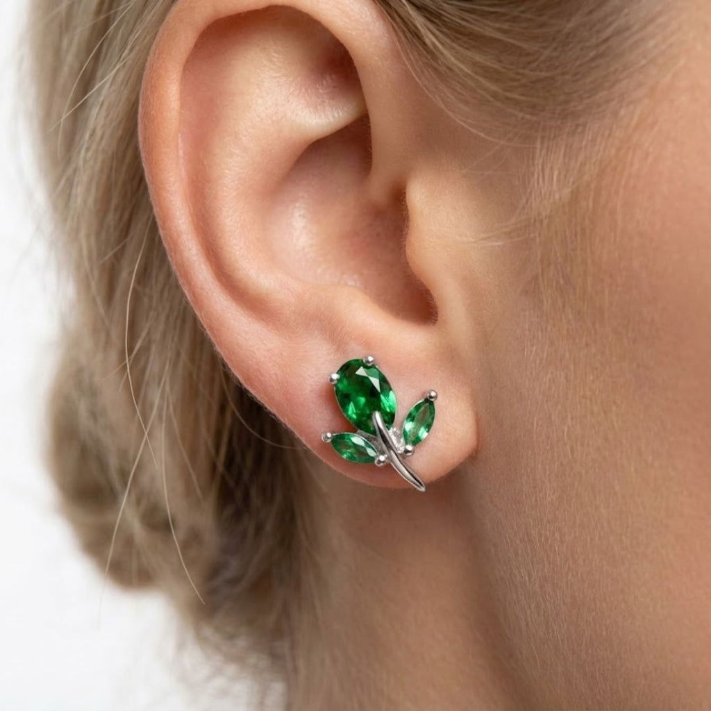 Leaf Stud Earrings, Dainty Plant Earrings